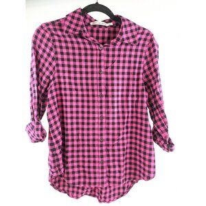 Calvin Klein Flannel Shirt – Women’s Small - Pink Black Plaid Soft - NWT